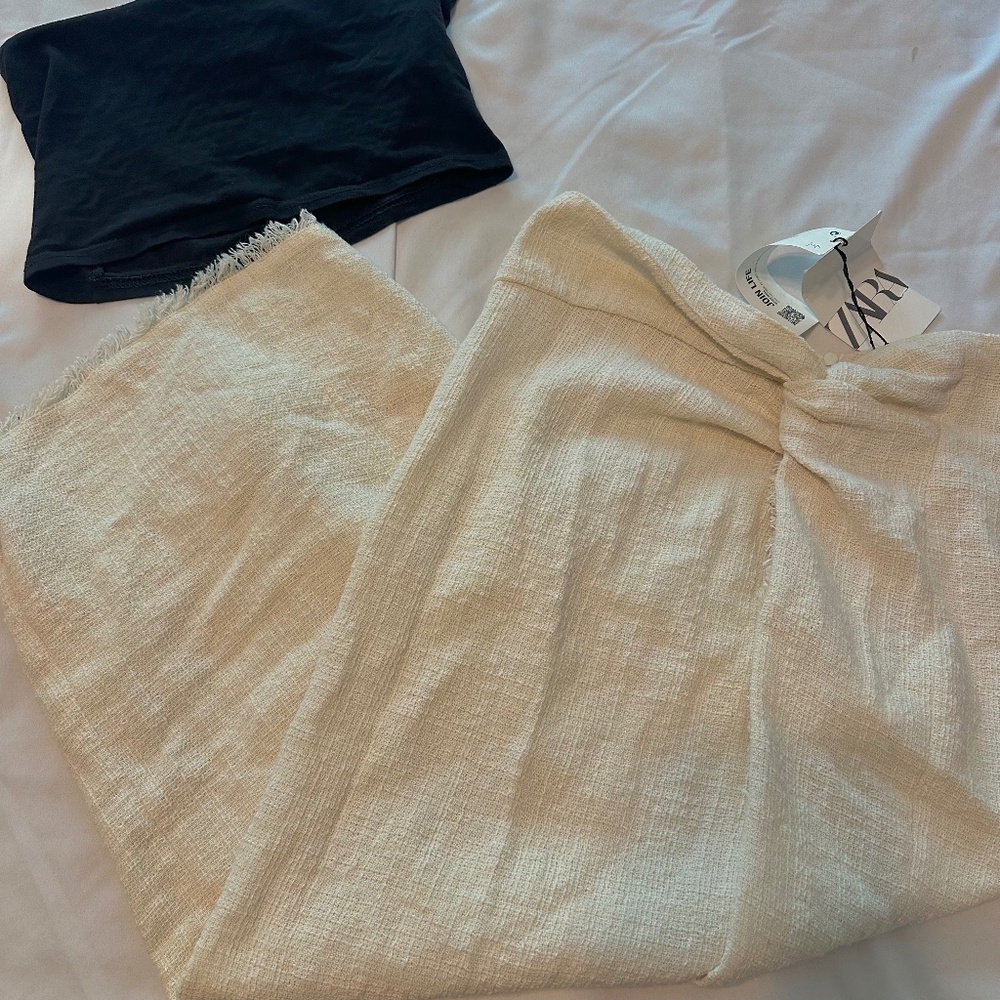 Zara midi slit beige skirt